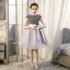 Mode Bling Bling Gris Anniversaire Courte Robe Ceremonie Fille 2021 Princesse Encolure Dégagée Perlage Étoile Paillettes Noeud Mancherons