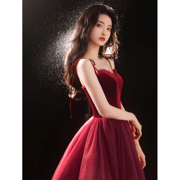 Classy Burgundy Glitter Suede Prom Dresses 2021 A-Line / Princess Spaghetti Straps Sleeveless Backless Floor-Length / Long Prom Formal Dresses Classy Burgundy Glitter Suede Prom Dresses 2021 A-Line / Princess Spaghetti Straps Sleeveless Backless Floor-Length / Long Prom Formal Dresses