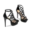 Sexy Noire Club de carnaval Faux Diamant Sandales Femme 2021 Cuir 12 cm Talons Aiguilles Peep Toes / Bout Ouvert Sandales Talons Hauts