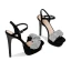 Sexy Noire Cocktail Faux Diamant Sandales Femme 2021 Cuir 12 cm Talons Aiguilles Peep Toes / Bout Ouvert Sandales Talons Hauts