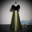 Vintage / Retro Dark Green Velvet Prom Dresses 2023 A-Line / Princess V-Neck Short Sleeve Backless Bow Floor-Length / Long Prom Formal Dresses