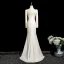 Vintage / Retro Ivory Lace Flower Evening Dresses 2025 Trumpet / Mermaid High Neck Long Sleeve Sweep Train Evening Party Formal Dresses
