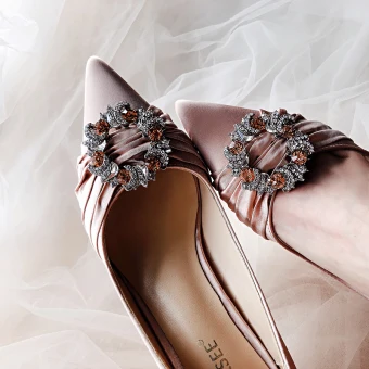 Élégant Champagne Faux Diamant Chaussure De Mariée 2020 Cuir 10 Cm Talons Aiguilles À Bout Pointu Mariage Escarpins