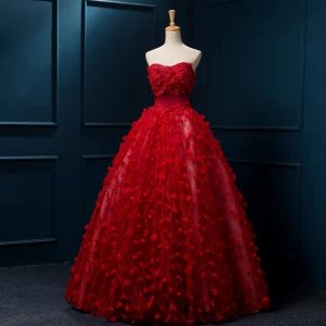 Chinese Style Red Wedding Dresses 2019 A Line Princess Strapless Appliques Lace Flower Beading Pearl Sleeveless Backless Floor Length Long