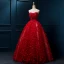 Chinese style Red Wedding Dresses 2019 A-Line / Princess Strapless Appliques Lace Flower Beading Pearl Sleeveless Backless Floor-Length / Long