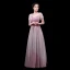 Charmig Gradient-Färg Godis Rosa Aftonklänningar 2019 Prinsessa V-Hals Glittriga / Glitter Polyester Korta ärm Halterneck Långa Formella Klänningar