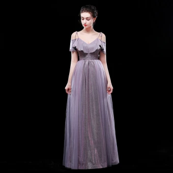 Uroczy Lawenda Sukienki Wieczorowe 2019 Princessa Spaghetti Pasy Cekinami Poliester Bez Rękawów Bez Pleców Długie Sukienki Wizytowe