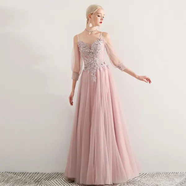 Appliques Modest Long A-line Prom Dresses, Latest Elegant Prom Dresses 2019 Appliques Modest Long A-line Prom Dresses, Latest Elegant Prom Dresses 2019