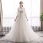 Élégant Ivoire Robe De Mariée 2019 Princesse V-Cou En Dentelle Fleur 1/2 Manches Dos Nu Train De Balayage