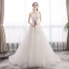 Elegant Ivory Wedding Dresses 2019 A-Line / Princess Spaghetti Straps Sequins Lace Flower Sleeveless Backless Court Train