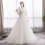 Élégant Ivoire Robe De Mariée 2019 Princesse V-Cou En Dentelle Fleur Manches Courtes Dos Nu Tribunal Train