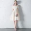 Modest / Simple Champagne Homecoming Graduation Dresses 2018 A-Line / Princess Off-The-Shoulder Backless Sleeveless Knee-Length Formal Dresses
