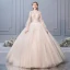 Elegante Champagner Brautkleider / Hochzeitskleider 2019 Ballkleid Stehkragen Perlenstickerei Pailletten Spitze Blumen Lange Ärmel Rückenfreies Lange