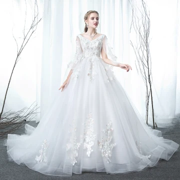 Modern Fashion White Pregnant Wedding Dresses 2019 Empire V Neck Lace Flower Rhinestone Sleeveless Backless Chapel Train