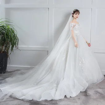 Elegant Ivory Pregnant Wedding Dresses 2019 Empire Off The Shoulder Sequins Appliques Lace Flower Short Sleeve Chapel Train
