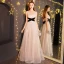 Modern / Fashion Champagne Evening Dresses  2019 A-Line / Princess V-Neck Bow Sleeveless Backless Floor-Length / Long Formal Dresses