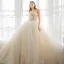 Modern / Fashion Champagne Wedding Dresses 2019 Ball Gown Strapless Lace Beading Sleeveless Backless Cathedral Train Wedding