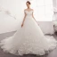 Schöne Ivory / Creme Brautkleider / Hochzeitskleider Gekreuzte Träger A Linie Off Shoulder Perle Spitze Blumen Applikationen Pailletten Kurze Ärmel Rückenfreies Kathedrale Schleppe