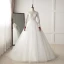 Chic / Beautiful Ivory Wedding Dresses 2019 A-Line / Princess Scoop Neck Buttons Lace Flower Long Sleeve Sweep Train