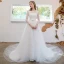 Simple Ivoire Robe De Mariée 2021 Princesse Encolure Dégagée Noeud En Dentelle Fleur Manches Longues Tribunal Train Mariage