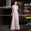 Chic / Beautiful Blushing Pink Evening Dresses  2019 A-Line / Princess Scoop Neck Glitter Polyester Sash Sleeveless Floor-Length / Long Formal Dresses