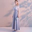 Elegante Lavendel Abendkleider 2019 A Linie Off Shoulder Spitze Kurze Ärmel Rückenfreies Lange Festliche Kleider