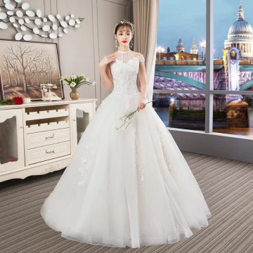 Chic Belle Ivoire Robe De Mariée 2019 Princesse Titulaire Perlage Perle Paillettes Appliques En Dentelle Fleur Manches Courtes Dos Nu Cathedral Train