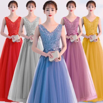 Affordable Pool Blue Evening Dresses 2019 A Line Princess V Neck Lace Flower Sleeveless Backless Floor Length Long Formal Dresses