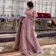 Chic / Beautiful Blushing Pink Evening Dresses  2019 A-Line / Princess Scoop Neck Pearl Short Sleeve Backless Ruffle Floor-Length / Long Formal Dresses