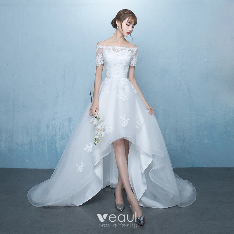 knee length dresses for ladies Champagne Wedding Dresses for Women Lace Appliques Ball Gown A-Line V-Neck Sleeveless Asymmetrical Elegant Bridal Ball Gowns, Champagne