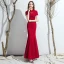 Chic / Beautiful Burgundy Evening Dresses  2019 Trumpet / Mermaid High Neck Backless Crystal Rhinestone Lace Flower Short Sleeve Floor-Length / Long Formal Dresses