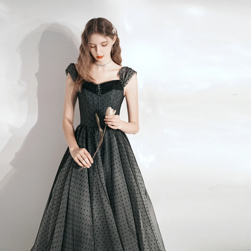 slim fit dress slacks Berylove Women Black Graduation Dress Chiffon A Line Cocktail Dress, Black / US18W main image 1