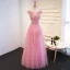 Chic / Belle Rose Bonbon Robe De Bal 2018 Princesse En Dentelle Appliques Paillettes Encolure Dégagée Dos Nu Sans Manches Longue Robe De Ceremonie