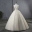 Elegant Champagne Wedding Dresses 2019 Ball Gown Strapless Lace Flower Sleeveless Backless Floor-Length / Long