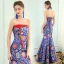 Chinese style Royal Blue Evening Dresses  2019 Trumpet / Mermaid Strapless Tassel Crystal Embroidered Sleeveless Backless Floor-Length / Long Formal Dresses