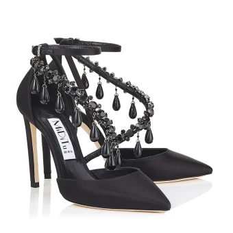 Sjarmerende Svart Aften Damesko 2019 Ankelstropp Rhinestone Dusk 8 Cm Stiletthæler Spisse Høyhælte