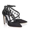 Encantador Negro Noche Zapatos De Mujer 2019 Correa Del Tobillo Rhinestone Tassel 8 cm Stilettos / Tacones De Aguja Punta Estrecha High Heels