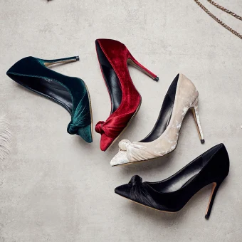 Chic Beautiful Black Prom Pumps 2019 Suede Bow 10 Cm Stiletto Heels Pointed Toe Pumps