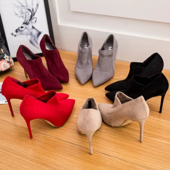 Enkel Svart Casual Pumps 2019 Suede 10 Cm Stiletthæler Spisse Pumps