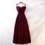 Chic / Beautiful Burgundy Prom Dresses 2019 A-Line / Princess Spaghetti Straps Suede Bow Sleeveless Backless Floor-Length / Long Formal Dresses