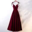 Chic / Beautiful Burgundy Evening Dresses  2019 A-Line / Princess Spaghetti Straps Suede Sash Sleeveless Backless Floor-Length / Long Formal Dresses
