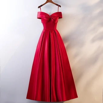Chic Belle Rouge Robe De Soirée 2019 Princesse Bretelles Spaghetti Noeud Sans Manches Dos Nu Longue Robe De Ceremonie