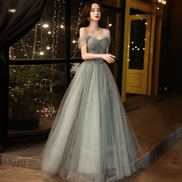 Charming Grey Glitter Prom Dresses 2021 A Line Princess Off The Shoulder Sleeveless Backless Floor Length Long Prom Formal Dresses