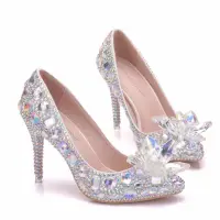 Encantador Multi-Colors Cenicienta Crystal Zapatos de novia 2019 Rhinestone 9 cm Stilettos / Tacones De Aguja Punta Estrecha Boda Tacones