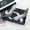Sparkly Silver Black Wedding Shoes 2019 Leather Sequins 10 cm Stiletto Heels Pointed Toe Wedding Pumps