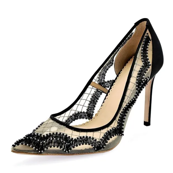 Chic / Beautiful Black See-through Dating Pumps 2019 9 cm Stiletto ...