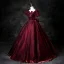 Vintage / Retro Burgundy Prom Dresses 2025 Ball Gown Square Neckline Puffy Short Sleeve Backless Bow Floor-Length / Long Prom Formal Dresses