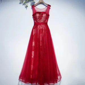 Chic Belle Blanche Robe De Ceremonie Robe De Soirée 2017 Dentelle Fleur Ceinture Sans Manches Longue Princesse Encolure Dégagée