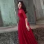 Chic / Beautiful Burgundy Evening Dresses  2019 A-Line / Princess High Neck Spotted Bow 1/2 Sleeves Floor-Length / Long Formal Dresses