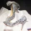 Charmant Argenté Chaussure De Mariée 2019 Noeud Faux Diamant Paillettes 10 cm Talons Aiguilles À Bout Pointu Mariage Escarpins